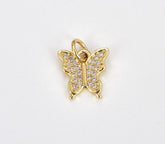 18K Gold Filled Butterfly Charm Monarch Butterfly Pendant DIY Cubic Zirconia Necklace Pendant Charm Micro Pave Charm for Jewelry Making 10x10mm CP1222